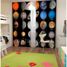 Фотошторы для детской комнаты с эффектом объемного рисунка 3D Планеты 155*270см